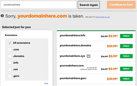 Search for your domain on GoDaddy's homepage in the domain search field. When you find the domain you want and it's available to register, add it to the cart and complete checkout. Register multiple domains with GoDaddy's bulk domain check tool and search up to 500 domains at once. 